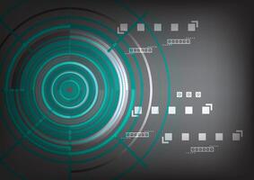 Green digital tech circle background. Vector technology circle neon light