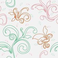 Editable Vector of Outline Style Soft Colorful Floral Element Illustration Seamless Pattern for Creating Background and Decorative Element