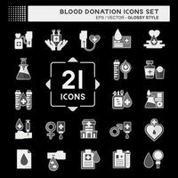 Icon Set Blood Donation. related to Humanity symbol. glossy style. simple design editable. simple illustration vector