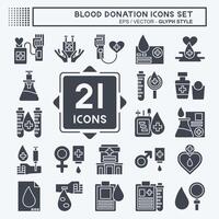 Icon Set Blood Donation. related to Humanity symbol. glyph style. simple design editable. simple illustration vector