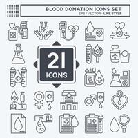 Icon Set Blood Donation. related to Humanity symbol. line style. simple design editable. simple illustration vector