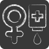 Icon Female Donor. related to Blood Donation symbol. chalk Style. simple design editable. simple illustration vector