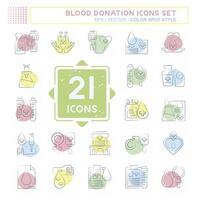 Icon Set Blood Donation. related to Humanity symbol. Color Spot Style. simple design editable. simple illustration vector