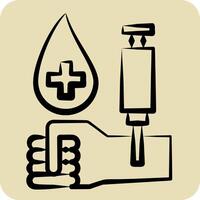 Icon Drill Blood. related to Blood Donation symbol. hand drawn style. simple design editable. simple illustration vector