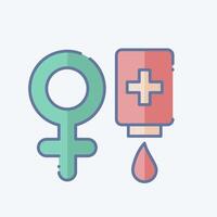 Icon Female Donor. related to Blood Donation symbol. doodle style. simple design editable. simple illustration vector