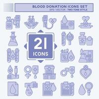 Icon Set Blood Donation. related to Humanity symbol. two tone style. simple design editable. simple illustration vector