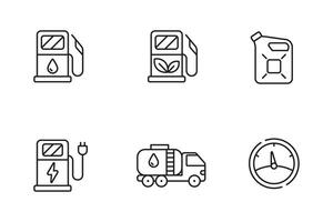 Set of gas station icons in linear style on a white background vector