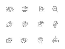 Set of AI icons in thin line style isolated on a white background vector