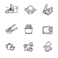 Set of cooking doodle vector illustation on a white background. Hand-drawn cooking doodle vector