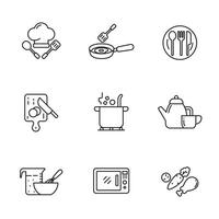 Cooking icons collection in line style on white background vector