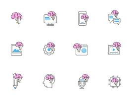 Set of AI icons with colorful design on white background vector