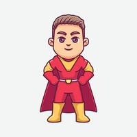Cute superhero cartoon character illustration vector