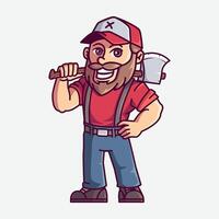 Smiling lumberjack cartoon character illustration vector