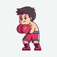 Cute boxer cartoon character illustration vector