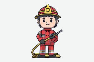 Cute Firefighter Cartoon Character Illustration vector