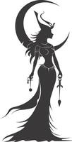 AI generated Silhouette Female Pharaoh the egypt Mythical Creature black color only vector