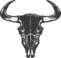 AI generated Silhouette bull head skull black color only vector