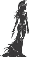 AI generated Silhouette Female Pharaoh the egypt Mythical Creature black color only vector