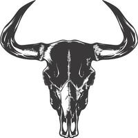 AI generated Silhouette bull head skull black color only vector