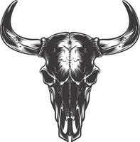 AI generated Silhouette bull head skull black color only vector