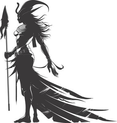 AI generated Silhouette Female Pharaoh the egypt Mythical Creature black color only