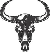 AI generated Silhouette bull head skull black color only vector