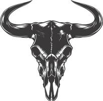 AI generated Silhouette bull head skull black color only vector