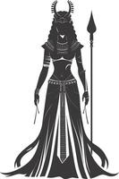 AI generated Silhouette Female Pharaoh the egypt Mythical Creature black color only vector