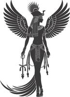 AI generated Silhouette Female Pharaoh the egypt Mythical Creature black color only vector