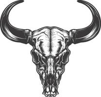 AI generated Silhouette bull head skull black color only vector