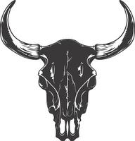 AI generated Silhouette bull head skull black color only vector