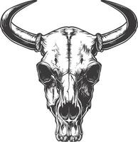 AI generated Silhouette bull head skull black color only vector