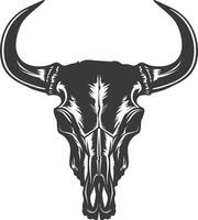 AI generated Silhouette bull head skull black color only vector