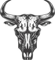 AI generated Silhouette bull head skull black color only vector