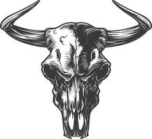 AI generated Silhouette bull head skull black color only vector