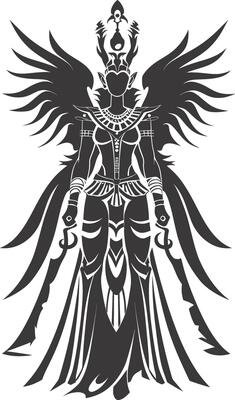 AI generated Silhouette Female Pharaoh the egypt Mythical Creature black color only