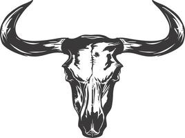 AI generated Silhouette bull head skull black color only vector