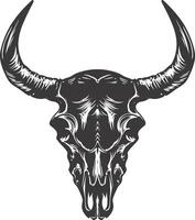 AI generated Silhouette bull head skull black color only vector
