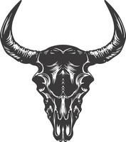 AI generated Silhouette bull head skull black color only vector