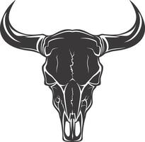 AI generated Silhouette bull head skull black color only vector