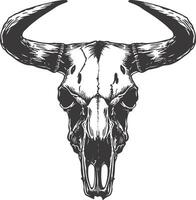 AI generated Silhouette bull head skull black color only vector