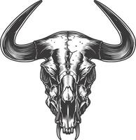 AI generated Silhouette bull head skull black color only vector