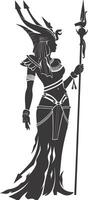 AI generated Silhouette Female Pharaoh the egypt Mythical Creature black color only vector