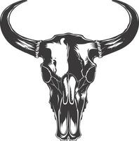 AI generated Silhouette bull head skull black color only vector