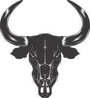 AI generated Silhouette bull head skull black color only vector