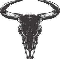 AI generated Silhouette bull head skull black color only vector