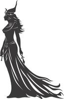 AI generated Silhouette Female Pharaoh the egypt Mythical Creature black color only vector