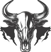 AI generated Silhouette bull head skull black color only vector