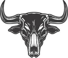 AI generated Silhouette bull head skull black color only vector