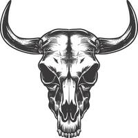 AI generated Silhouette bull head skull black color only vector